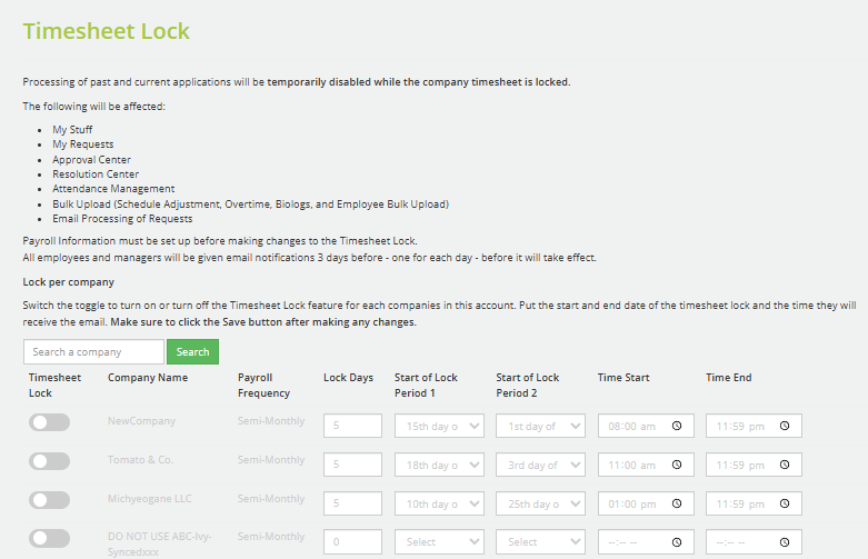 How to Enable the Timesheet Lock