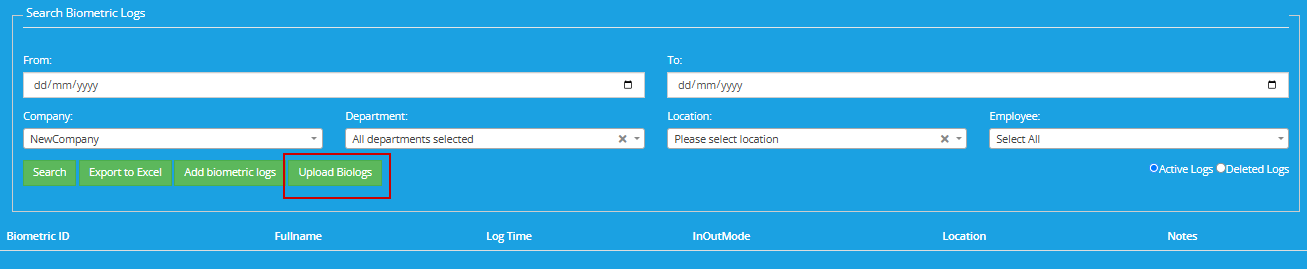 How to Manually Add Biometric Logs