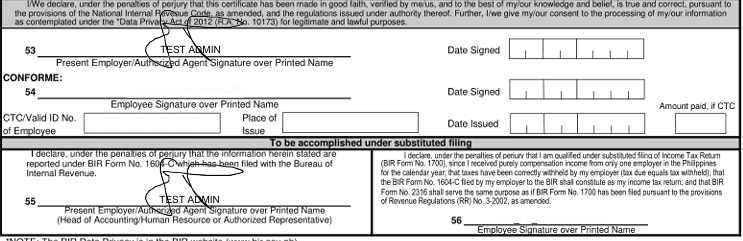 BIR Form 2316: Substitute Filing (E-Signature)