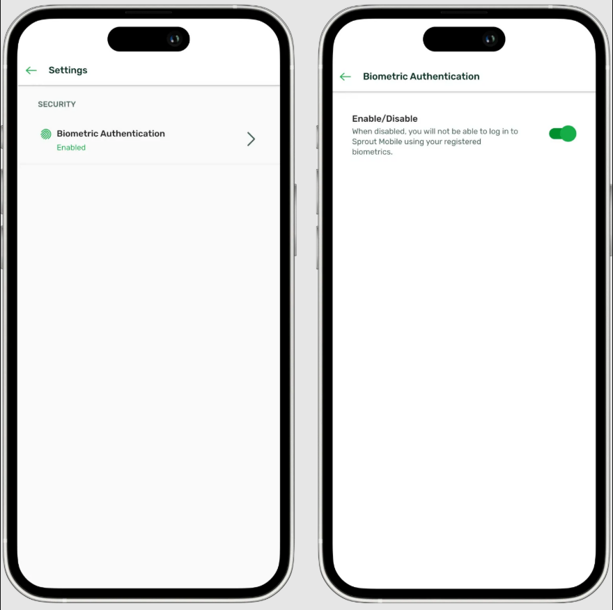 Biometric Authentication in Sprout HR Mobile