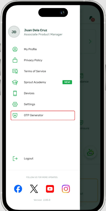 OTP Generator in Sprout HR Mobile