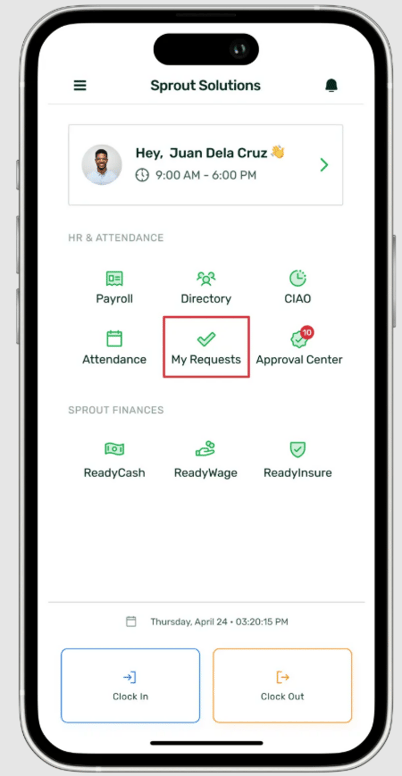 Sprout HR Mobile: My Requests Overview