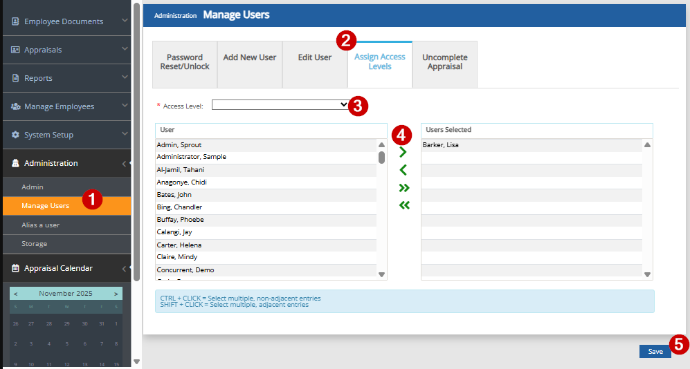 How to Assign Employees to an Access Level in Performance+?